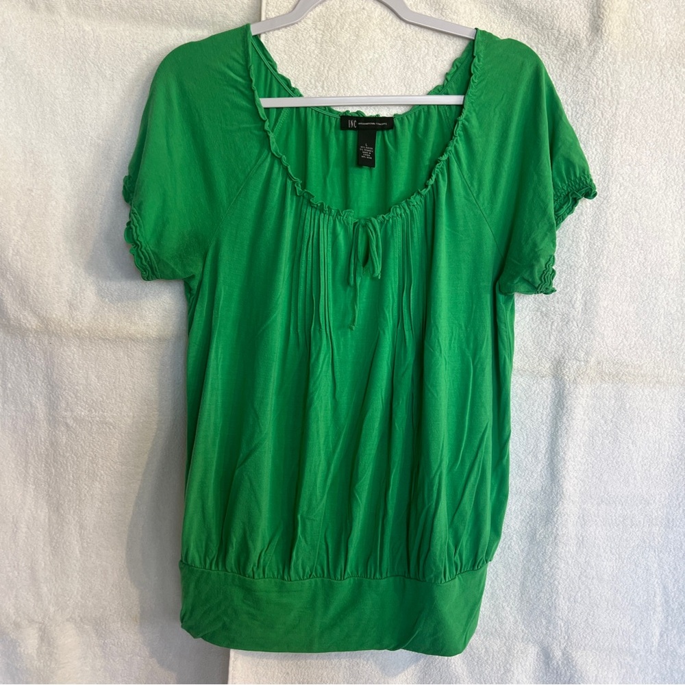INC International Concepts Green Flutter Sleeve Blouse - Picture 1 of 5